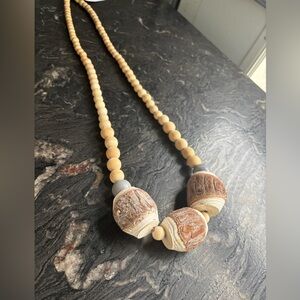 Long Wood Bead Necklace